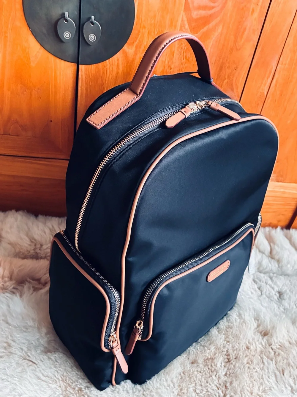 👨🏻‍💼Cole Haan Black Backpack with Tan Accents NWT
